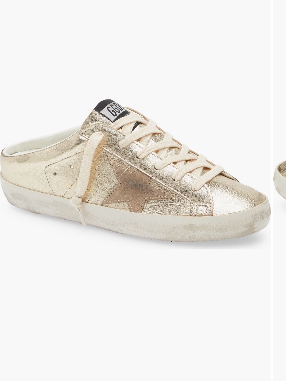 Gold Leather Slip-On Sneaker Mule -GOLDEN  GOOSE SABOT SNEAKER NWT SZ 7